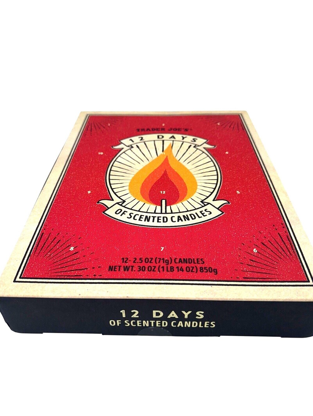 NEW Trader Joe's 12 Days Of Scented Candles Advent Christmas Holiday 2.5 Oz 10hr